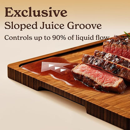 SMIRLY Bamboo Cutting Boards for Kitchen - Wood Cutting Board for Meal Prep, Serving, Charcuterie - Kitchen Gadgets, House Warming Gifts - Wooden Chopping Board Set of 3 - Brown Bamboo