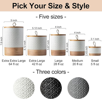 Miamolo Large Jar with Lid, Ceramic Coffee Container Kitchen Food Storage Jars with Airtight Lids for Spice Cookie Ground Coffee, Decorative Jars for Coffee Countertop, Bar Accessories- White 64 fl.oz