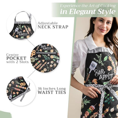 Maison d' Hermine 100% Cotton Apron for women with Pocket Kitchen Chef Apron for Men Cooking Spring Summer