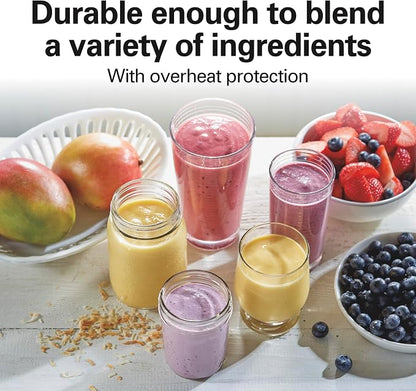 Hamilton Beach Portable Blender for Shakes and Smoothies, 14 Oz BPA Free Travel Cup & Lid, Durable Stainless Steel Blades, Personal Smoothie Blender, Blue, 51132G