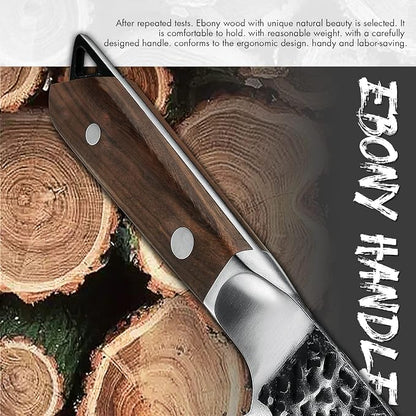 [Full Tang]Butcher Knife Handmade Forged Kitchen Chef Knife Grandsharp Pro Razor Sharp Serbian Clad Steel Meat Vegetable Chopping Cutting Cleaver with Leather Knife Sheath