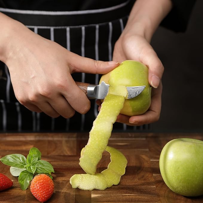 Wakoli EDIB Pro Damascus Peeling Knife – Japanese Style Kitchen Knife | 2.4-Inch Genuine Damascus Steel Blade with VG10 Core | Ergonomic Pakkawood Handle | Professional Chef Knife in Gift Box