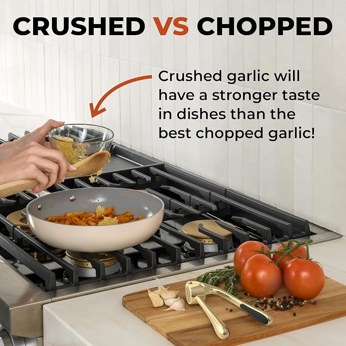 Zulay Kitchen Premium Garlic Press - Durable Garlic Masher with Soft, Easy to Squeeze Handle -