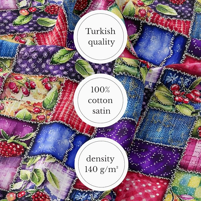 100% Cotton Fabric by the Yard – Turkish Quality Quilting & Sewing Fabric, 1 Yard x 1.69 Yards Wide, Patchwork Cotton for Crafts
