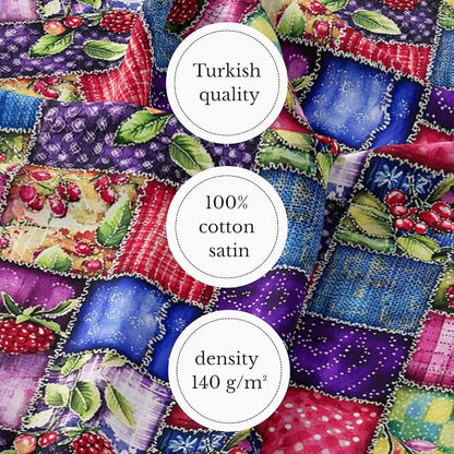 100% Cotton Fabric by the Yard – Turkish Quality Quilting & Sewing Fabric, 1 Yard x 1.69 Yards Wide, Patchwork Cotton for Crafts