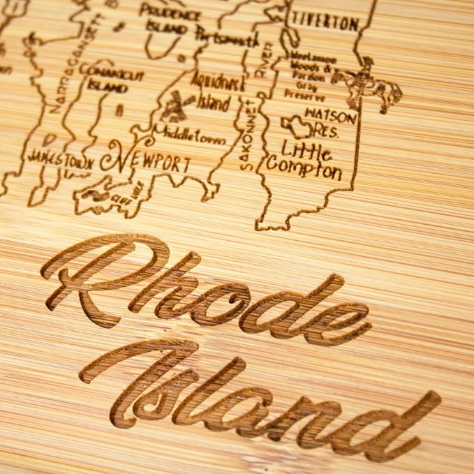 Totally Bamboo A Slice of Life Rhode Island State Serving and Cutting Board, 11" x 8.75"