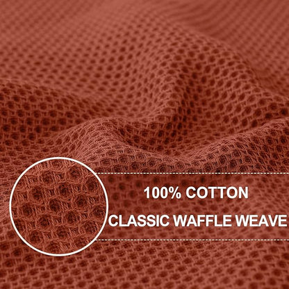 Homaxy 100% Cotton Oversized Waffle Weave Kitchen Dish Towels, Ultra Soft Absorbent Quick Drying Cleaning Towel, 20x28 Inches, 6-Pack, Rust