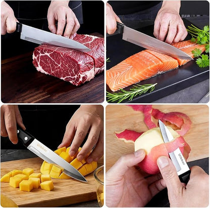 Kitchen Knife, 3-Pcs Knife Set, 8 Inch Chef Knife, 5 Inch Utility Knife, 3.5 Inch Paring Knife, Ultra Sharp Chef's Knives in High Carbon Stainless Steel, Ideal for Cooking, Chopping, Slicing and BBQ