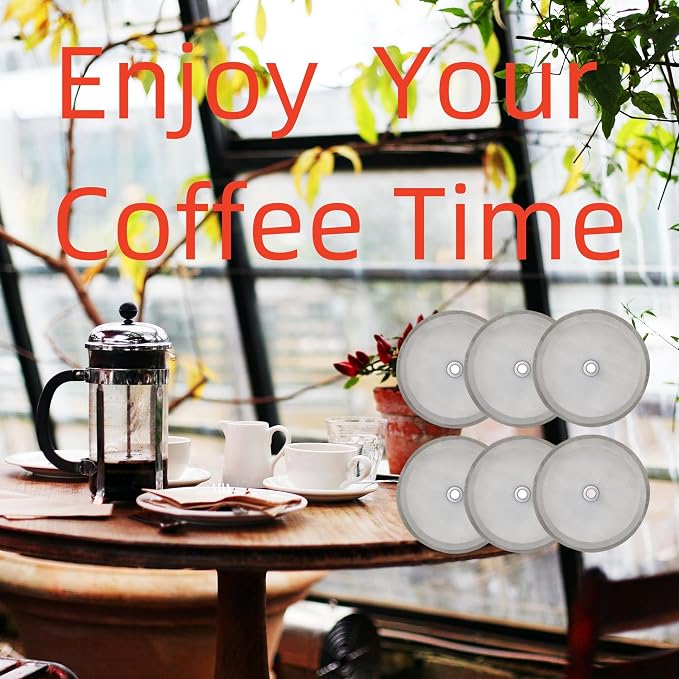 6pcs French Press Filter Screen - Universal 1000 ml, 34 Oz, 8 Cup Coffee Makers and Tea Machines - 4 Inch Stainless Steel Replacement Filter Mesh