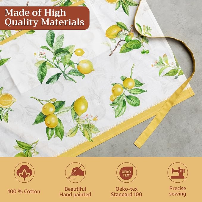 Maison d' Hermine 100% Cotton Apron for women with Pocket Kitchen Chef Apron for Men Cooking Spring Summer