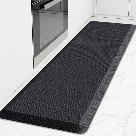 Mattitude 4/5 Inch Thick Kitchen Mat Cushioned Anti-Fatigue Floor Mat Water Resistant Non-Slip Mats and Rugs Standing and Comfort Desk Mats for House Sink Office Laundry (Black, 24"x70")