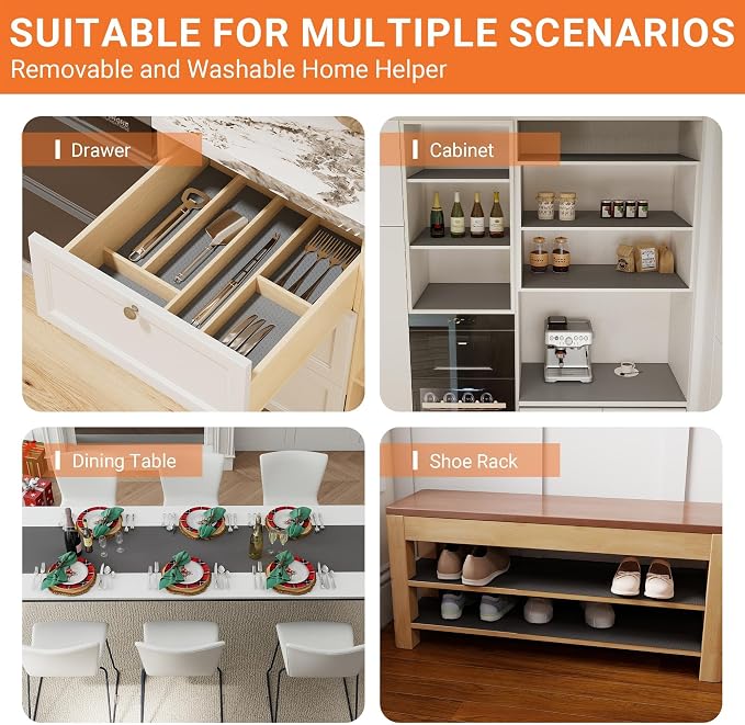 FLPMIX Cabinet Drawer Shelf Liner: 10" x 240" Waterproof Drawer Liners Dark-Grey - Easy to Cut Small Cupboard Shelf Liners for Pantry Shelving Closet