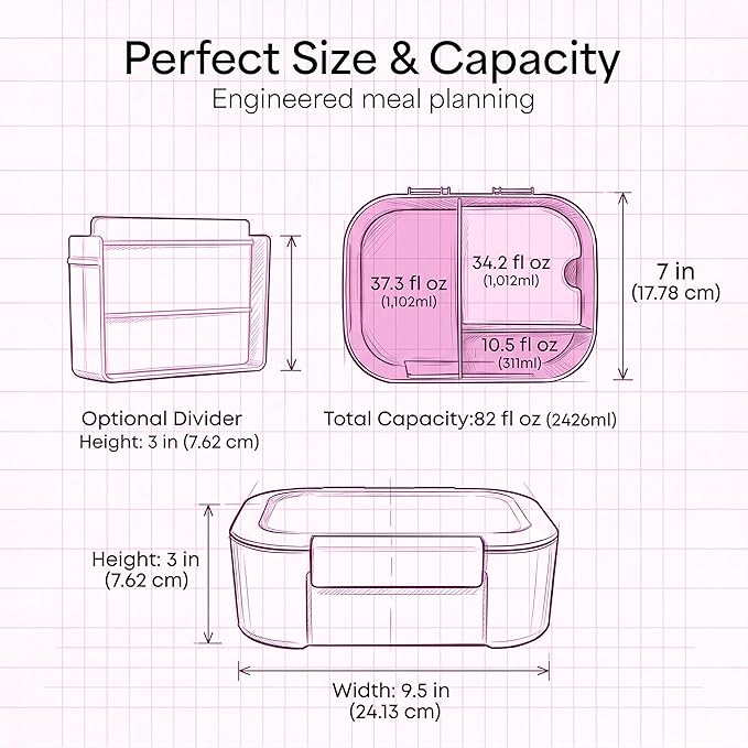 KARRICO Leakproof Lunch Box – 3-Compartment Bento Box, Cooler Pack & Adjustable Divider, Extra Large & BPA-Free – Dishwasher Safe, Ideal for On-the-Go Meals, Green