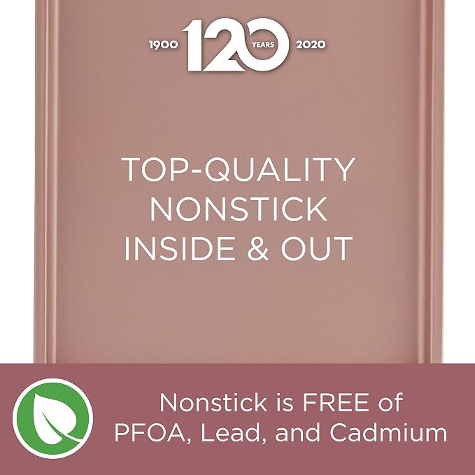 Farberware Nonstick Bakeware, Nonstick Cookie Sheet / Baking Sheet - 11 Inch x 17 Inch, Rose Gold Red