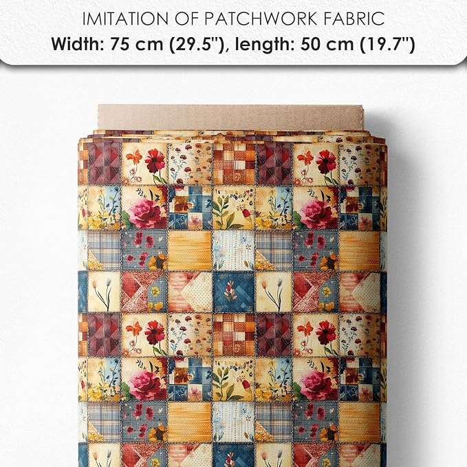 Patchwork Mother & Daughter Cotton Fabric Panel – 6 Designs (10×10 inch Each) + Bonus Sheet 29.5×19.6 inch, 100% Cotton 140 GSM, Made in Türkiye
