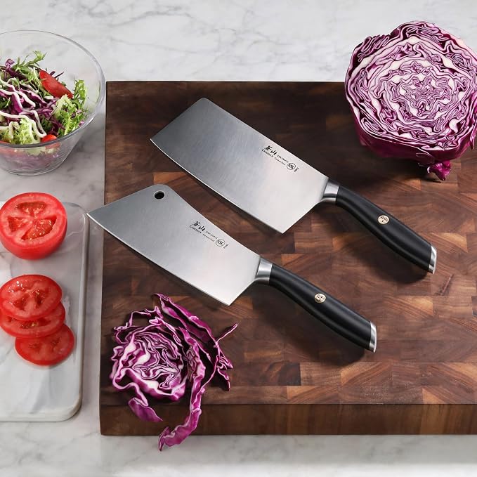 Cangshan L Series 2-Piece Cleaver Set, Forged German Steel (Black)