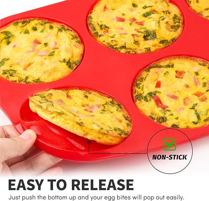 Puyeipt 4 Inch Silicone Egg Molds for Breakfast Sandwiches, 2 Pack Jumbo Size Muffin Top Pans, Non-Stick Round Baking Molds for Egg Bites, Hamburger Buns, English Muffins, Whoopie Pies