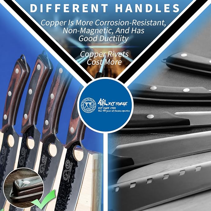 XYJ Professional Serbian Chef Knife Set with Roll Bag, Japanese Culinary Knives, Meat Cleaver, Kitchen Chopping Knife, and Protective Sleeves, Perfect for Home Cooking or Outdoor Camping (13)