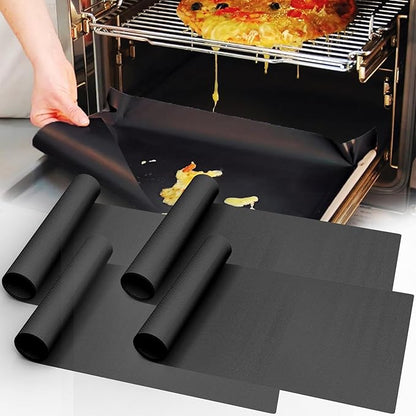 UBeesize 4 Pack Thickened Oven Liners for Bottom of Oven BPA & PFOA Free, Reusable 16x24 Inch Heavy Duty Non Stick Teflon Oven Mats, Fit Electric Gas Toaster Convection Microwave Ovens Grills