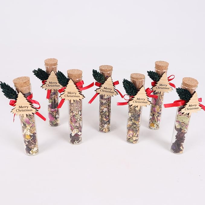 HTF Pack of 5 Christmas Decorations, Tea Party Favors for Women, New Years Eve Party Supplies, Christmas Gifts, Coworker New Year, Happy Holiday Personalized Tea Favors (CH, Tree)