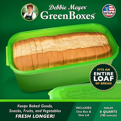 Debbie Meyer GreenBoxes – BreadBox keeps Baked Goods, Snacks, Fruits, and Vegetables Fresh Longer, Reusable, BPA Free, Made in USA