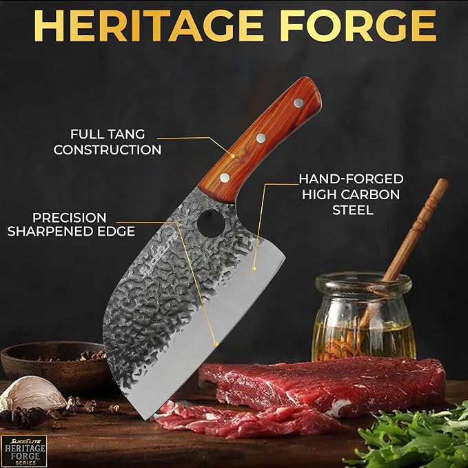 Hand-Forged Professional Butcher Knife (2 PC SET SERBIAN AND VIKING)