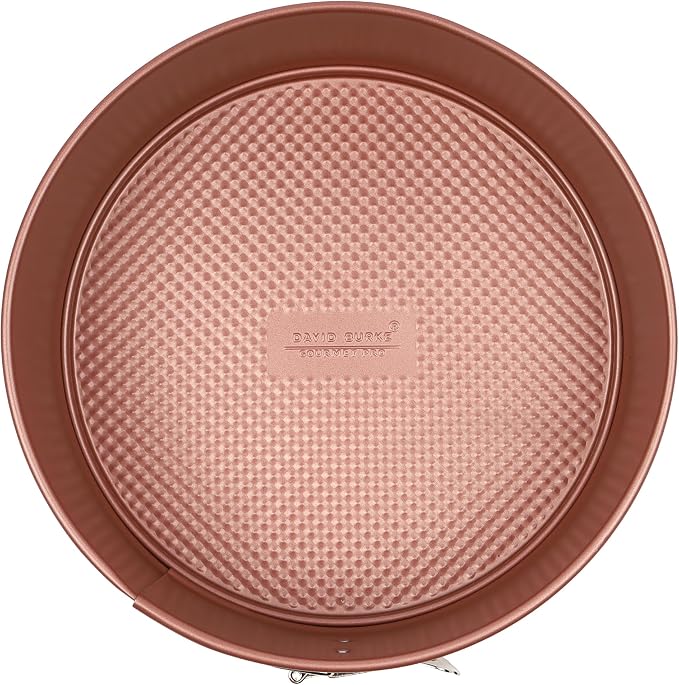 David Burke 9" Springform Pan – Carbon Steel Cheesecake Mold with Removable Bottom, Oven Safe, PFTE & PFOA Free – Rose Gold