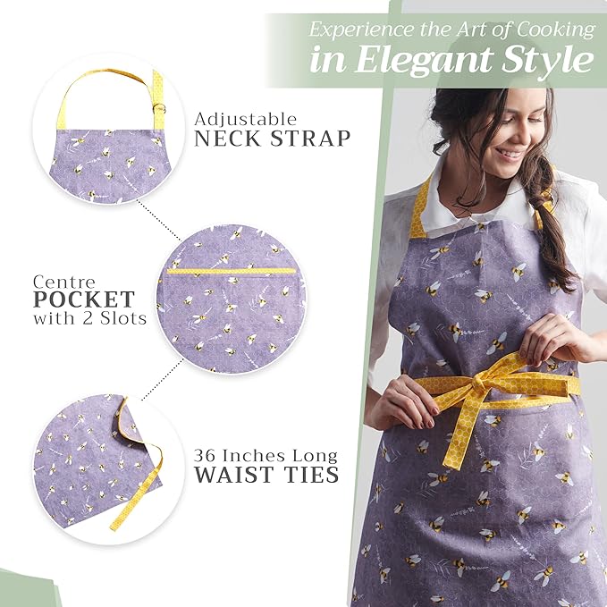 Maison d' Hermine 100% Cotton Apron for women with Pocket Kitchen Chef Apron for Men Cooking Spring Summer