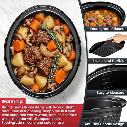 Silicone Slow Cooker Liners Compatible with Crock Pot 6 QT,Maywe Tanso Crock Pot Liners Fit 6 Quart Oval Slow Cookers,Reusable & Leakproof Silicone Slow Cooker Liner For Crockpot,Dishwasher Safe