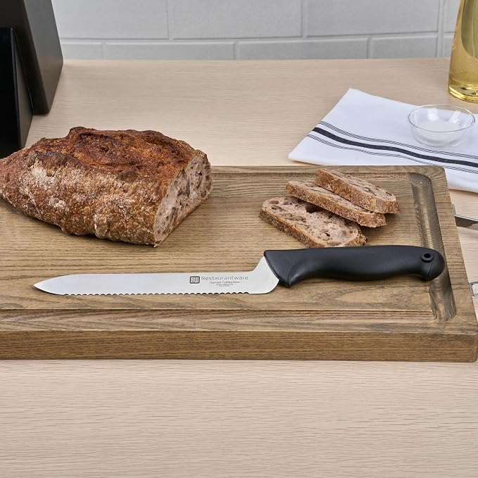 Restaurantware Sensei Back of the Haus - 8-inch Offset Bread Knife - Professional Chef's Kitchen Knife - Durable German Steel - Stain Resistant - With HACCP Coding For Food and Allergen Safety