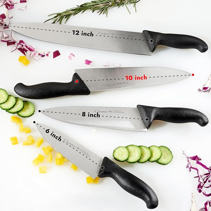 CURTA 10-inch Commercial-Grade Chef's Knife, NSF Listed, Ergonomic, Non-slip Yellow Handle, High Carbon 420 Stainless Steel Forged Blade Straight Edge, Dishwasher Safe, Rust Proof