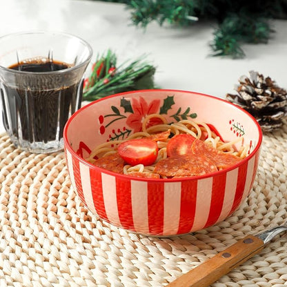 Ceramic Soup Bowls Set of 6,30 Ounce Stoneware Cereal Bowl,Porcelain Nesting Bowls for Oatmeal, Popcorn, Soup, Pasta, Fruit, Housewarming Gifts, Party, Holiday, Microwave & Dishwasher Safe