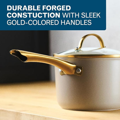 Farberware Forged Induction Ceramic Nonstick Cookware Set, 12-Piece, Taupe Pots & Pans