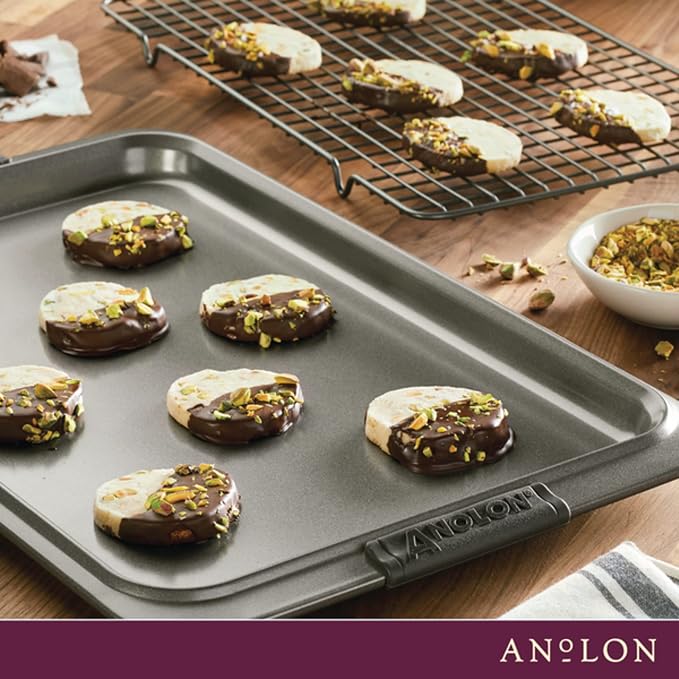 Anolon Advanced Nonstick Bakeware/Baking Sheet and Cooling Rack Set, 2 Piece, Gray