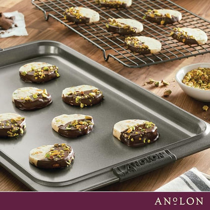 Anolon Advanced Nonstick Bakeware/Baking Sheet and Cooling Rack Set, 2 Piece, Gray