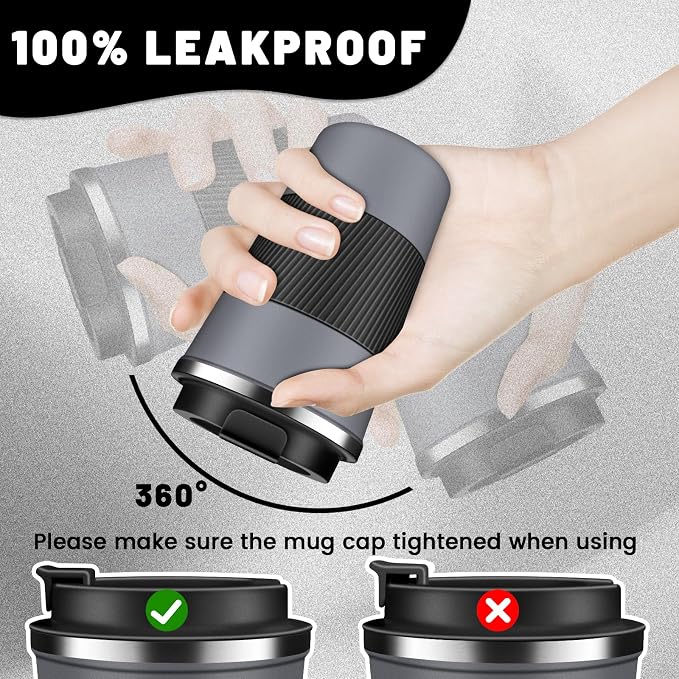 DUBUXW Insulated Coffee Tumblers with Flip Lid 12oz / 17oz, Stainless Steel Travel Coffee Mug Leak Proof, Vacuum Insulated Coffee Mug Reusable Cup, Keeps Cold and Hot for Coffee Tea