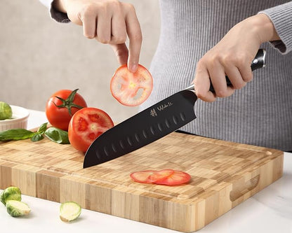 Wakoli Titanium Noir Knife Block Set – 5-Piece Chef Knife Set with Magnetic Acacia Block | 5Cr15MoV Stainless Steel Blades with Black Titanium Coating | Ergonomic G10 Handles | Kitchen Knives Gift Set