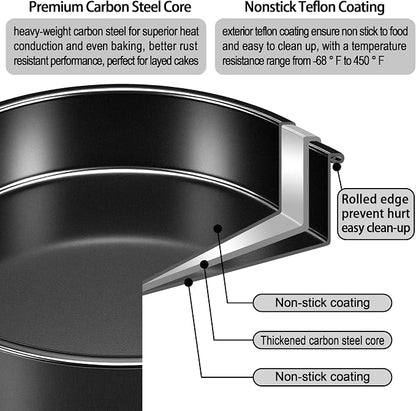 AWTBDP 4-Inch & 6-Inch Cake Pan Set, Set of 2, Round Baking Pan, Carbon Steel Birthday Wedding Metal Layer Cake Pans, Non Toxic Coating, Straight Side, Easy Clean Easy Release, 2 Inch Deep