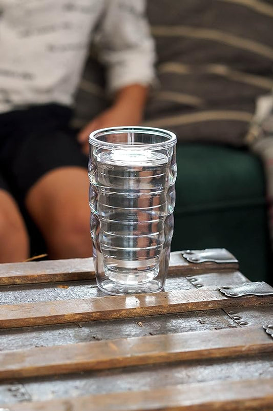 Tervis Clear & Colorful Tabletop Made in USA Double Walled Insulated Tumbler Travel Cup Keeps Drinks Cold & Hot, 10oz Wavy, Clear