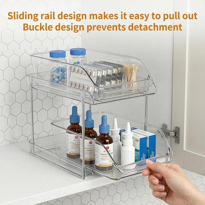 2-Tier Vitamin Storage Organizer, Organizer for Vitamin Bottles And Medicine Bottle, Vitamin Bottle Organizer for Countertop, Bathroom Cabinet Storage Items Are Clearly Visible (2)