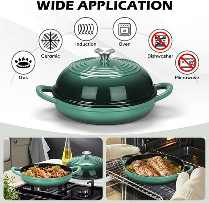 Bread Dutch Oven for Sourdough Baking (5.5 QT), Joyfair Enameled Cast Iron Dutch Oven Pot with Lid, Sourdough Bread Pan with Dual Handles, Non-Stick & Even Heat, Oven-safe up to 500°F, Olive Green