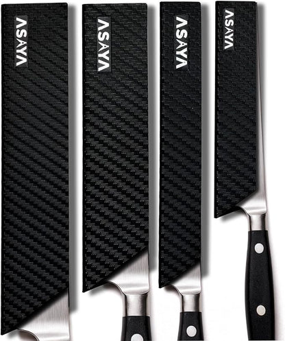 Asaya Professional Chef Knife Edge Guards – 4 Piece Knives Universal Covers - Extra Strength ABS Plastic and Food Safe Kitchen Knife Sheath Covers – Knives Not Included