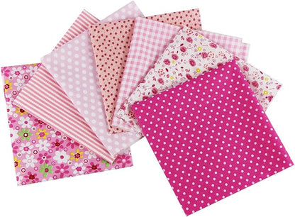 aufodara 7pcs 20” x 20” Cotton Fabric Squares Patchwork Bundle Making Supplies Quilting Weight 120 g/m² for Sewing Quilt DIY Artcraft Handwork (Pink)