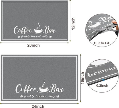 CooRug Absorbent Coffee Mat, Fashion Dish Drying Mat for Kitchen Counter Coffee Bar Accessories Espresso Machine Dish Rack 16" x 24" Dark Grey