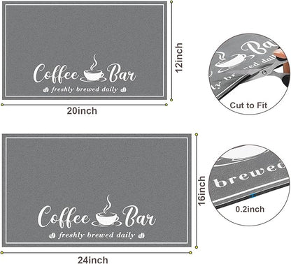 CooRug Absorbent Coffee Mat, Fashion Dish Drying Mat for Kitchen Counter Coffee Bar Accessories Espresso Machine Dish Rack 12" x 20" Dark Grey