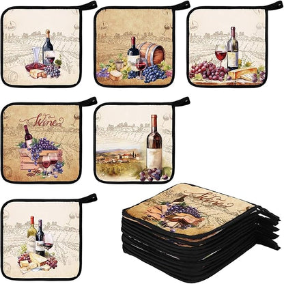 Bencailor 12 Pcs Pot Holders with Pocket Kitchen Hot Potholders Hot Pad Oven Mitts Cookie Bag Oven Gloves for Kitchen Gift Baking Cooking(Red and Purple,Wine)