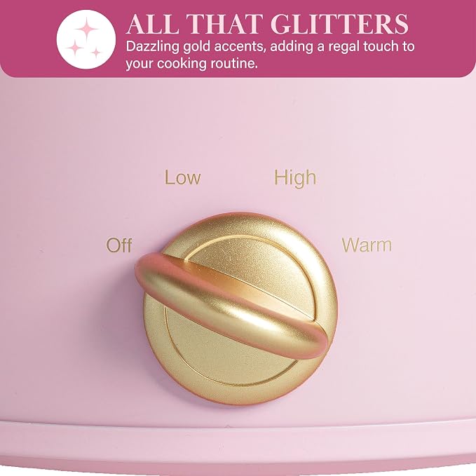 Paris Hilton 3.5-Quart Manual Slow Cooker, Naturally Nonstick Stoneware Ceramic Insert, Three Settings (Low, High, Warm), Dishwasher Safe Family Size Slow Cooker, Pink