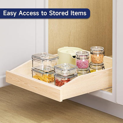 Pull Out Cabinet Organizer 16.5" W x 21" D, Soft Close Slide Out Wood Drawer Shelf for Kitchen Cabinets, Pull Out Cabinet Drawer for Base Cabinet, Pantry and Bathroom Storage, Bottom Mount