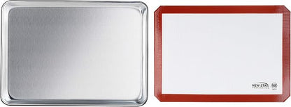 New Star Foodservice Commercial 18-Gauge Aluminum Sheet Pan & Silicone Baking Mat (13 by 18-Inch (Half Size))