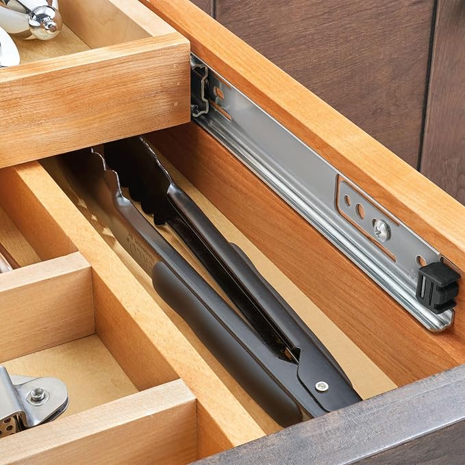 Rev-A-Shelf Maple Two-Tier Cutlery Replacement Drawer System w/ BLUM Soft-Close for Face Frame Base Kitchen Cabinets, Kitchen Drawer Organizer, Min Opening Width of 15", 4WTCD-18HSC-1